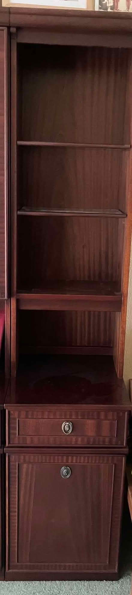 Photo of free A Nathan sapele veneer bookcase/cabinet (Little Herberts GL53) #1