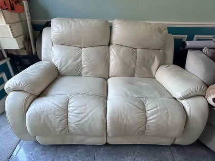 Photo of free Beige Leather sofa (Beckton E6) #1