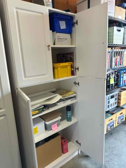 Photo of free 2 White Fiberboard Cupboards (Campbell Storage) #4