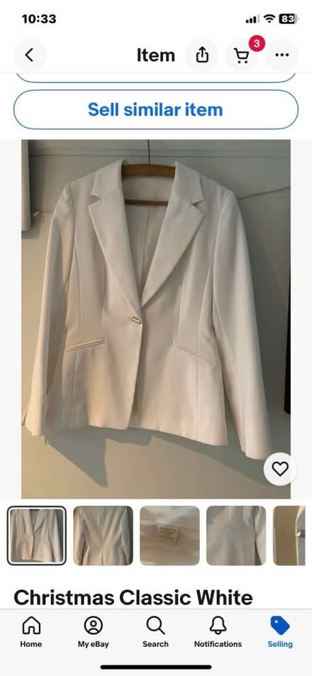Photo of free White smart suit jacket with diamanté embellishments Size M (Northfield B31) #1
