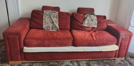 Photo of Red sofa - worn but perfectly functionable (Hungerford Rd N7) #1
