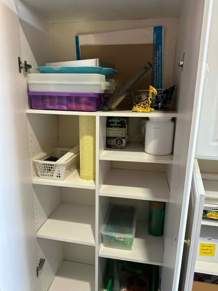 Photo of free 2 White Fiberboard Cupboards (Campbell Storage) #1