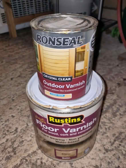 Photo of free Ronseal outdoor varnish and Rustins floor varnish (St Ives PE27) #1