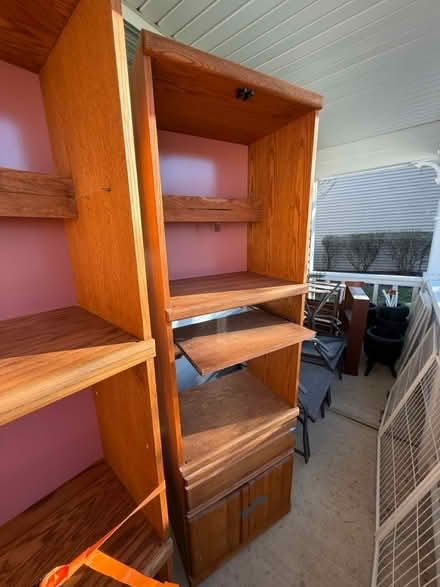 Photo of free Tall wood cabinets (2) (South Elgin) #2