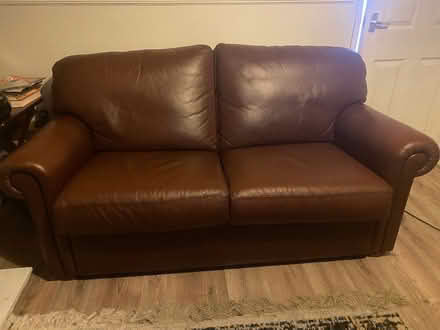 Photo of free A 3 Seater & A 2 Seater Sofa, 2 Leather Footstools (East Dene S65) #2
