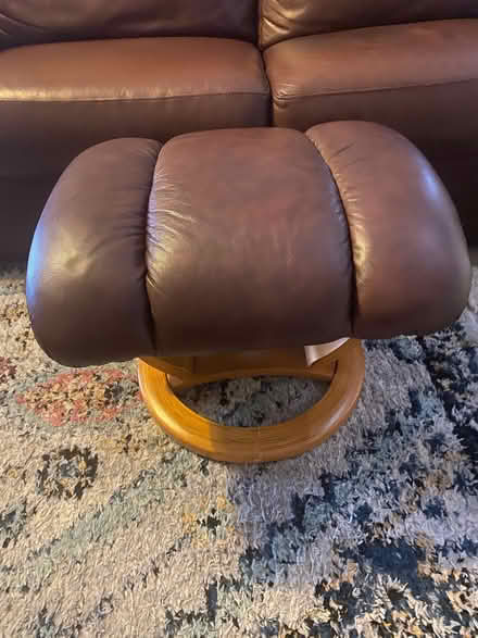Photo of free A 3 Seater & A 2 Seater Sofa, 2 Leather Footstools (East Dene S65) #3