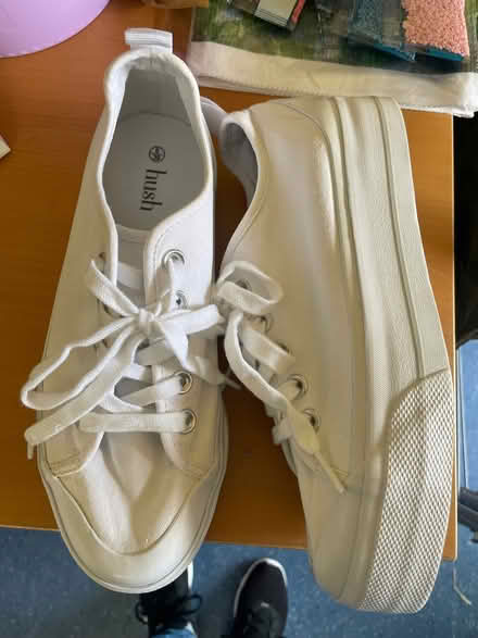 Photo of free Ladies size 6 white canvas shoes (Southdown BA2) #1