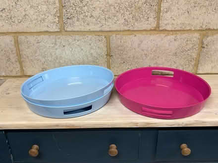 Photo of free 3 plastic trays, 1 pink, 2 light blue (Chichester PO19) #1