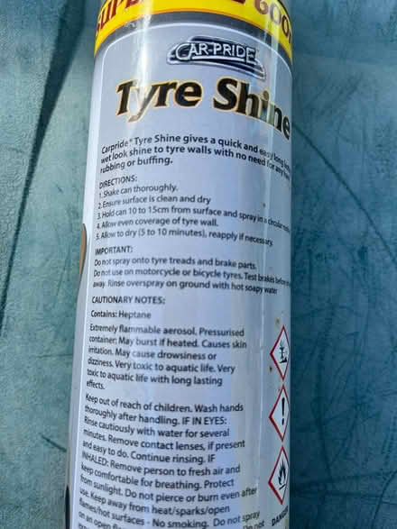 Photo of free Tyre shine tin (Cm12 9pp) #1
