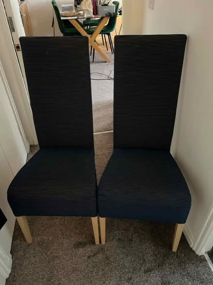 Photo of free 2x navy dinning room chairs (Higher Bebington) #1