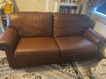 Photo of free A 3 Seater & A 2 Seater Sofa, 2 Leather Footstools (East Dene S65) #1