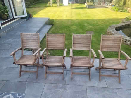 Photo of free Set of 4 hardwood garden chairs (Berg Estate RG22) #1
