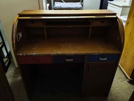 Photo of free Wooden bureau desk - very heavy (Upper Cwmbran NP44) #2