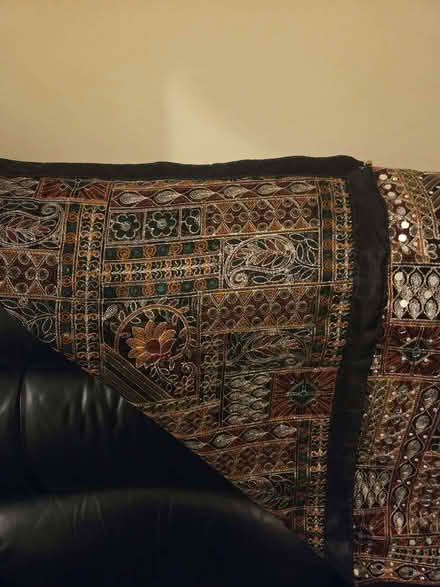 Photo of free Black mirror embroidery shawl (Round Green LU2) #3