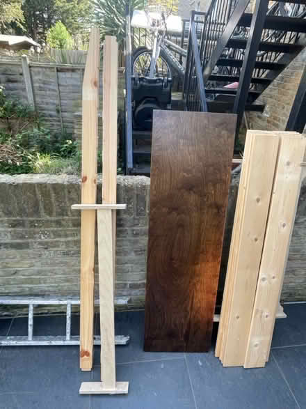Photo of free Slatted wood king bedframe (Stoke Newington N16) #1