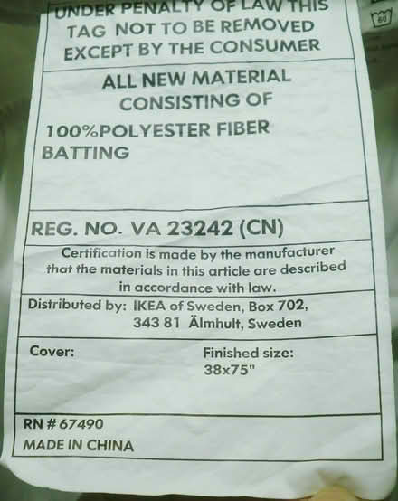 Photo of free IKEA Twin Mattress Pad (95822) #4