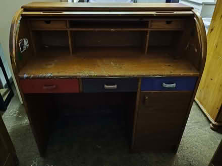 Photo of free Wooden bureau desk - very heavy (Upper Cwmbran NP44) #3