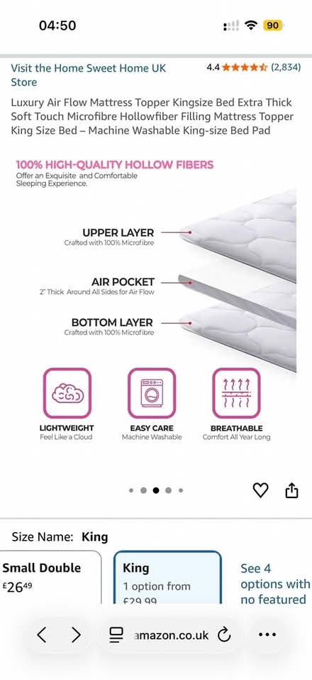 Photo of free King-sized 5cm mattress topper (SW15 3PF) #3