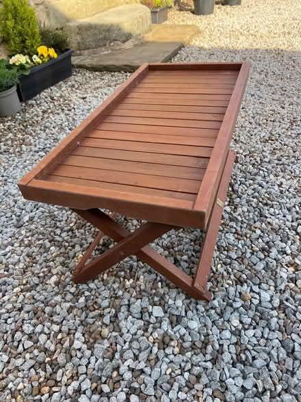 Photo of free Wooden garden side table (folds when not in use) (Hurst Green BB7) #1