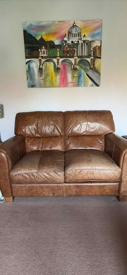 Photo of free 2 and 3 Seater Brown Leather Sofas (Heath Hayes WS12) #2