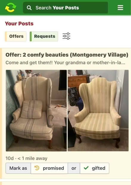 Photo of free 2 Comfy Chairs (Montgomery Village) #1