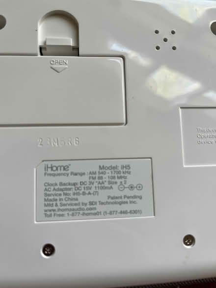 Photo of free Vintage iHome iH5 Clock Radio (Warrenton near Staples) #2