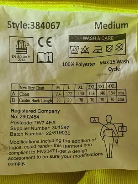 Photo of free 3 yellow hi-viz vests (Baxenden BB5) #4