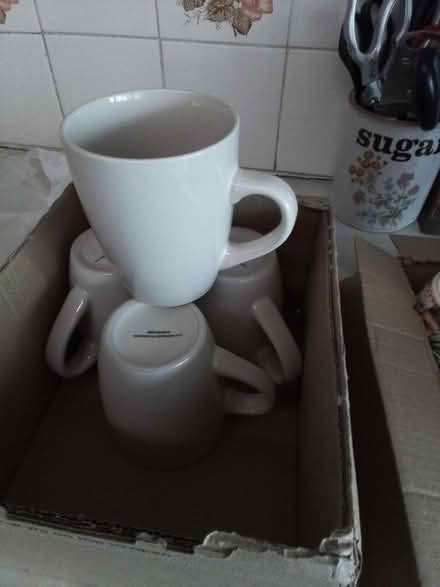 Photo of free Four cream mugs and three China mugs with tropical prints (Mile Oak BN41) #1