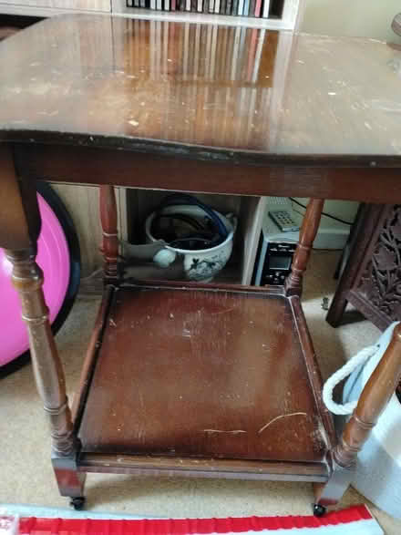 Photo of free Small Wooden Table on Wheels. (Church End MK43) #2