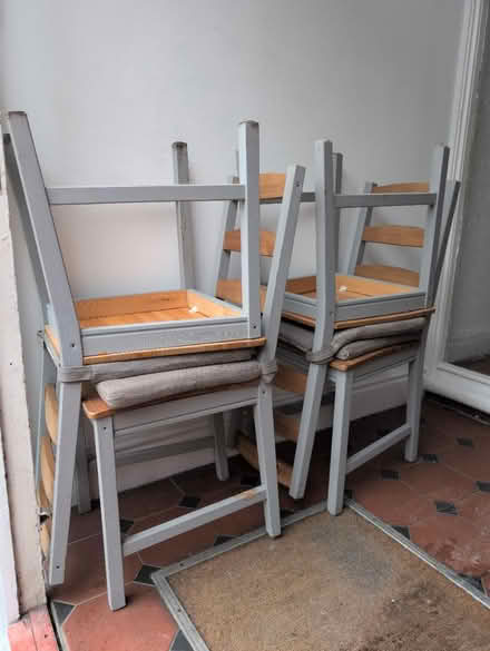Photo of free Four wooden chairs and cushions (L17) #2