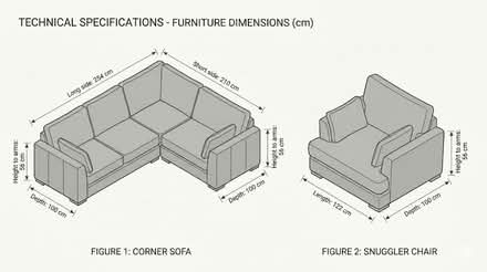 Photo of free Corner Sofa and Snuggler in Slate Grey (Eaton CW12) #2