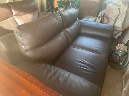 Photo of free Two brown leather sofas (BD17) #1