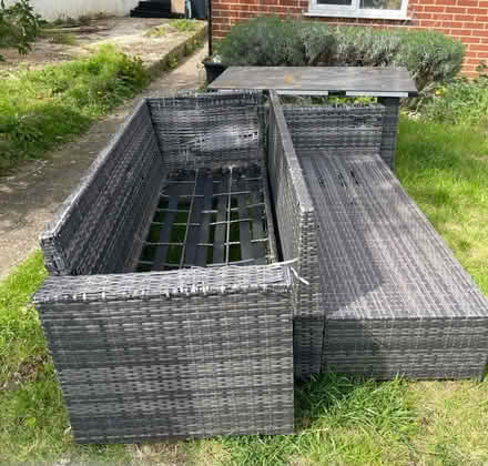 Photo of free Corner rattan sofa table & cushions (Maidstone ME15) #2