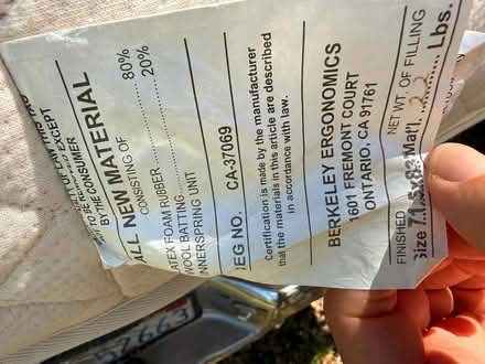 Photo of free California King mattress (San Rafael) #2