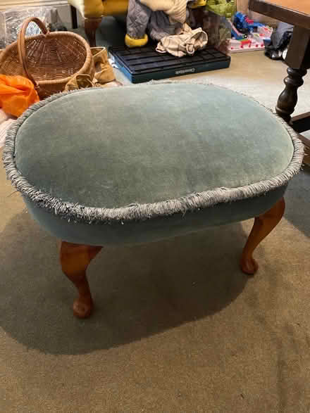 Photo of free Grey-Blue Velvet Stool (Ludlow SY8) #1
