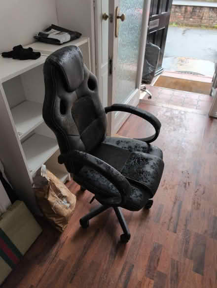 Photo of free Black leather chair (L17) #1