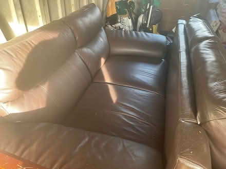 Photo of free Two brown leather sofas (BD17) #2