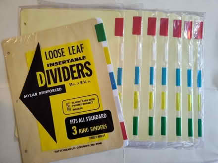 Photo of free Colored Dividers for 3-Ring Binders (Saugus) #1