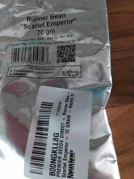 Photo of free runner bean seeds, scarlet emperor (Brizlincote valley DE15) #1