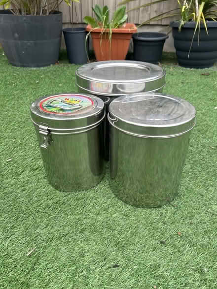 Photo of free 3 large stainless steel containers (DA8 1LS) #1