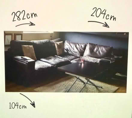 Photo of free Dark Brown leather corner sofa (Emlyn Gardens W3) #3