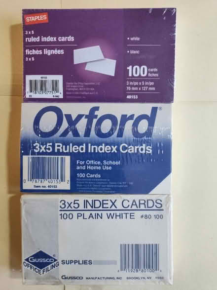 Photo of free 3 Packages of Index Cards (Saugus) #1