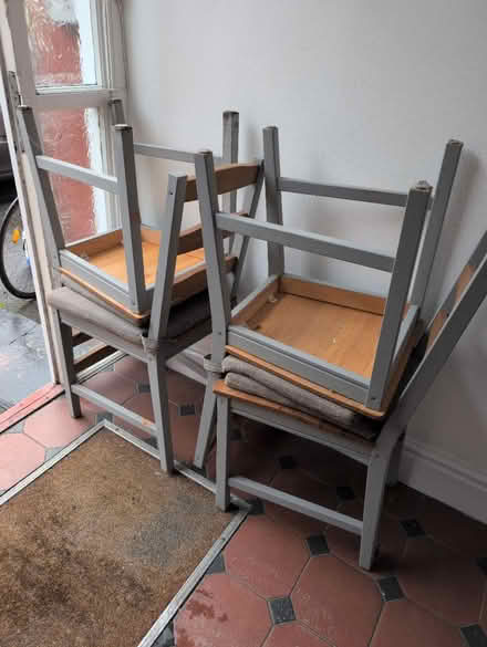 Photo of free Four wooden chairs and cushions (L17) #1
