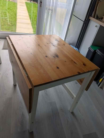 Photo of free Drop leaf kitchen table - white and wood effect (Kendal LA9) #1