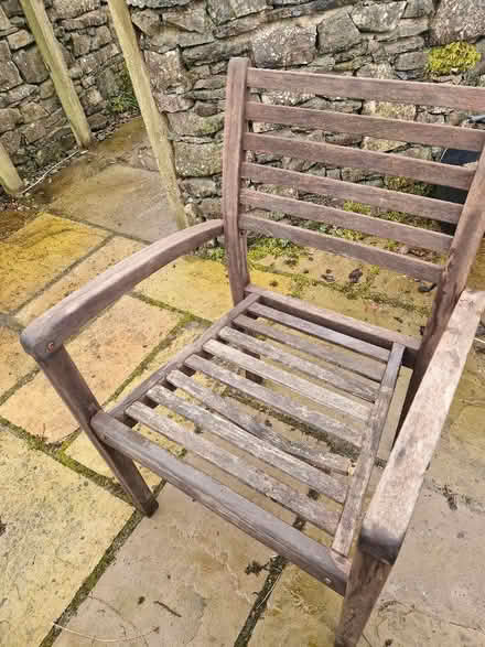 Photo of free 6 wooden garden chairs (Old Hutton LA8) #4