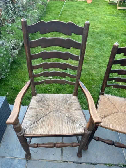 Photo of free 5 oak wicker dining room chairs (Worcester Park KT4) #3