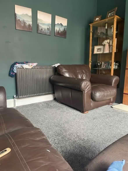 Photo of free Brown leather arm chair (Bury BL9) #3