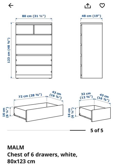 Photo of free Ikea Malm 6 Drawer chest (Craven Road CV21) #2
