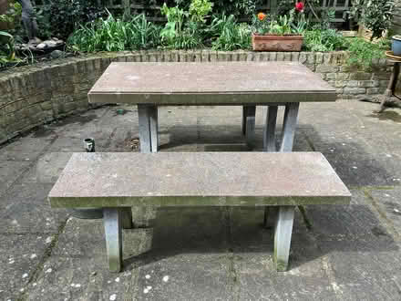 Photo of free Stone Garden table and 2 benches (W4 4JY) #1