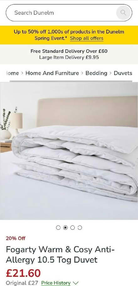 Photo of free 10.5tog Fogarty King Size Duvet (Buttershaw BD6) #1